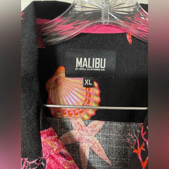 MALIBU by Drill Clothing Co. Sea Theme Short Sleeve Button-up Shirt Size XL - Picture 6 of 7